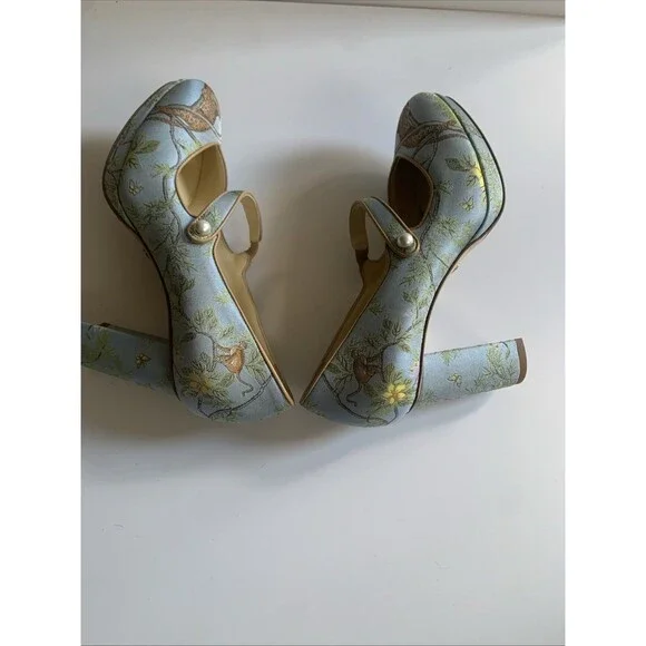 Sarah Flint X Gracie Perfect Mary Jane Platform 85 Pump Jacquard Tropics 39(8.5) - Picture 10 of 16